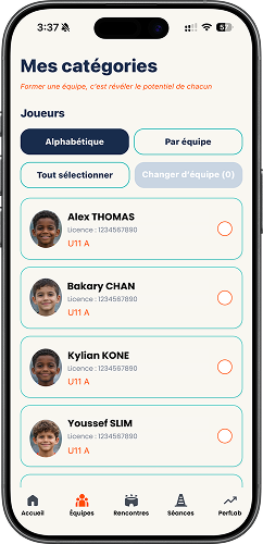 Vue catégories ClubMGT